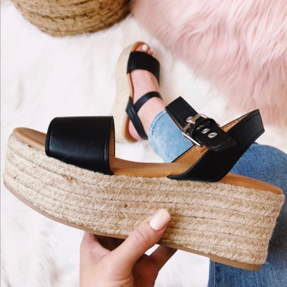 Shoes - Platform One Band Espadrille Sandal